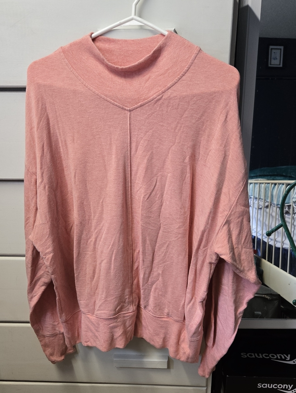 Athleta Pink/Coral Lightweight Mock Neck Pullover